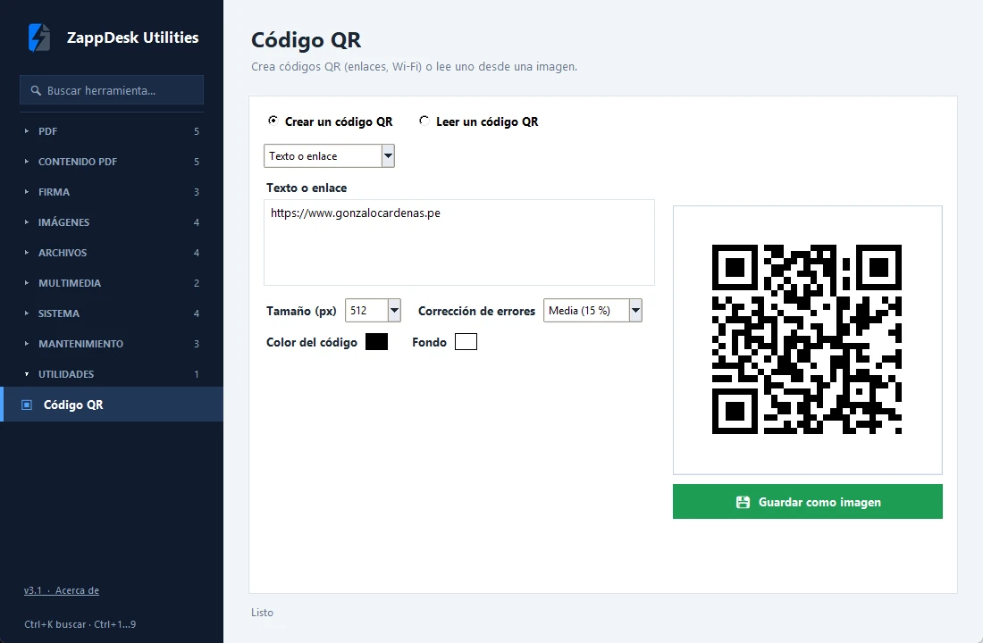 ZappDesk Utilities: generador de códigos QR dentro del programa